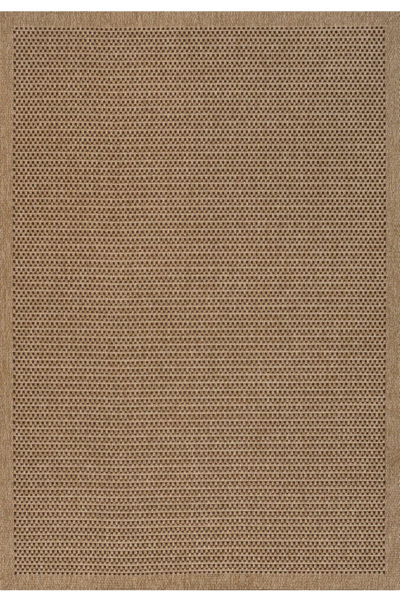 Maxine Easy Jute Contemporary Border Boho Fine Rib Weave Indoor/Outdoor Area Rug, Main, color, Brown