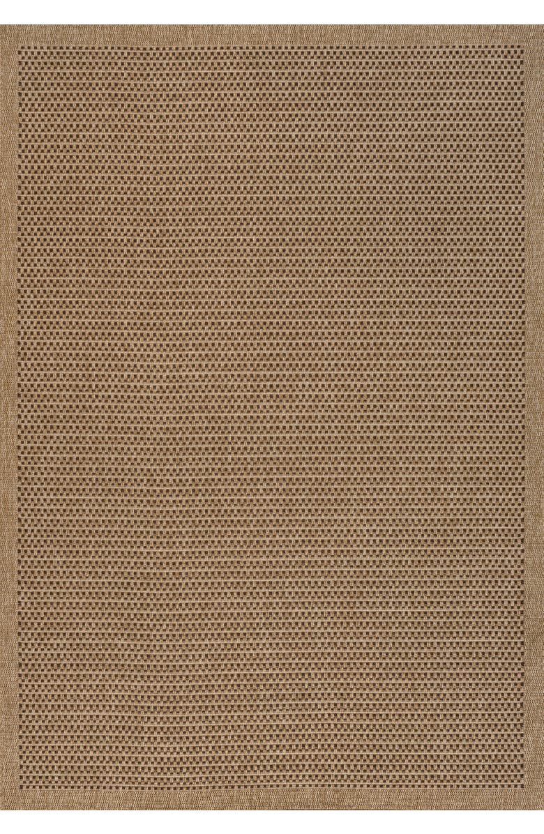 JONATHAN Y Maxine Easy Jute Contemporary Border Boho Fine Rib Weave Indoor/Outdoor Area Rug, Main, color, Brown