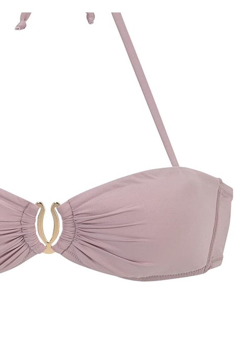 LASCANA Ruched Bandeau Bikini Top Size 30C/D, Alternate, color, Gray Lilac - 36C/D