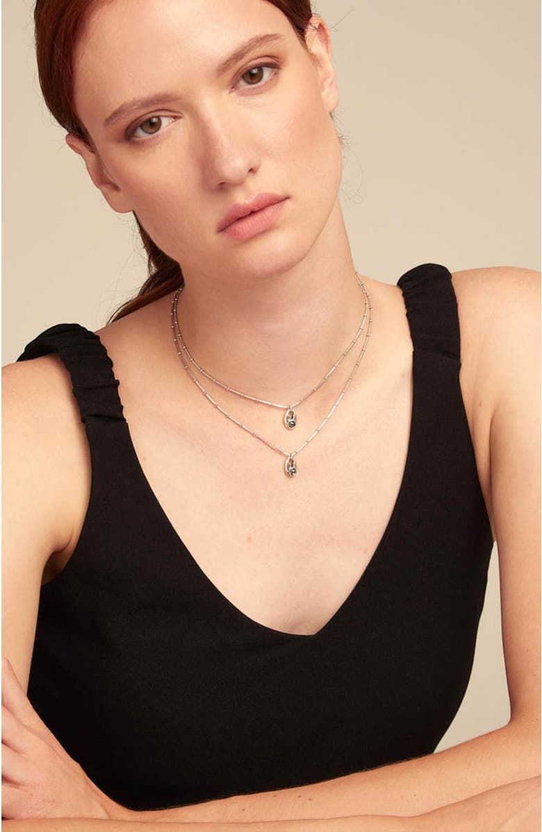 UNODE50 Double Strand Crystal Necklace, Alternate, color, Silver