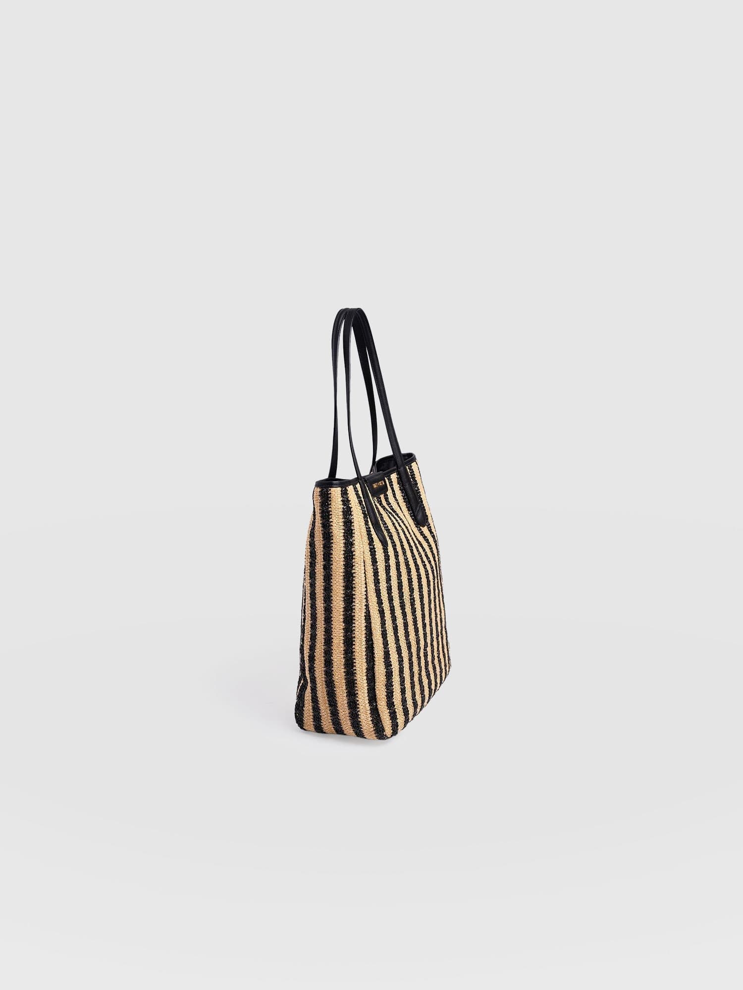 Stella Shopper Bag, Alternate, color, Black Raffia