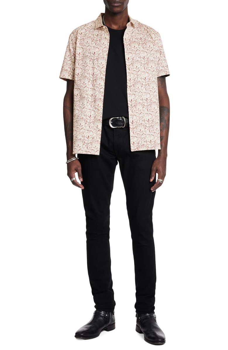 John Varvatos Sean Short Sleeve Button-Up Shirt, Alternate, color, Cranberry