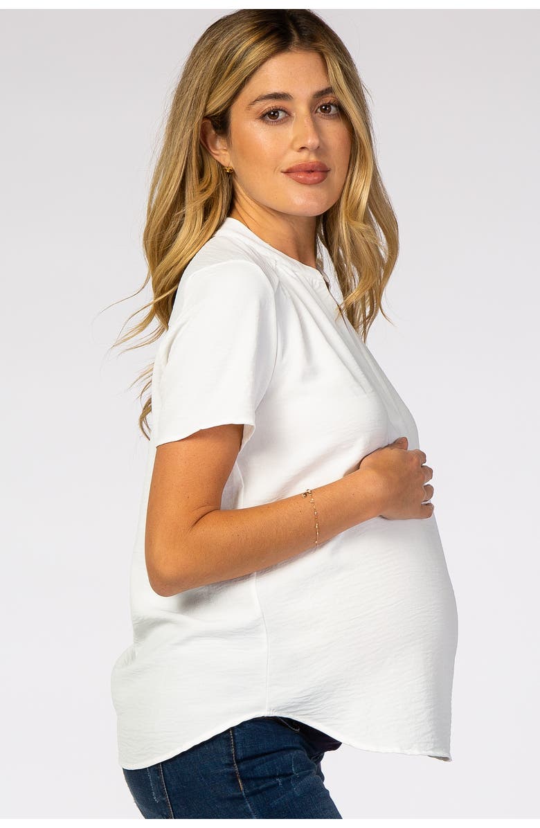 PinkBlush Short Sleeve V-Neck Blouse, Alternate, color, White