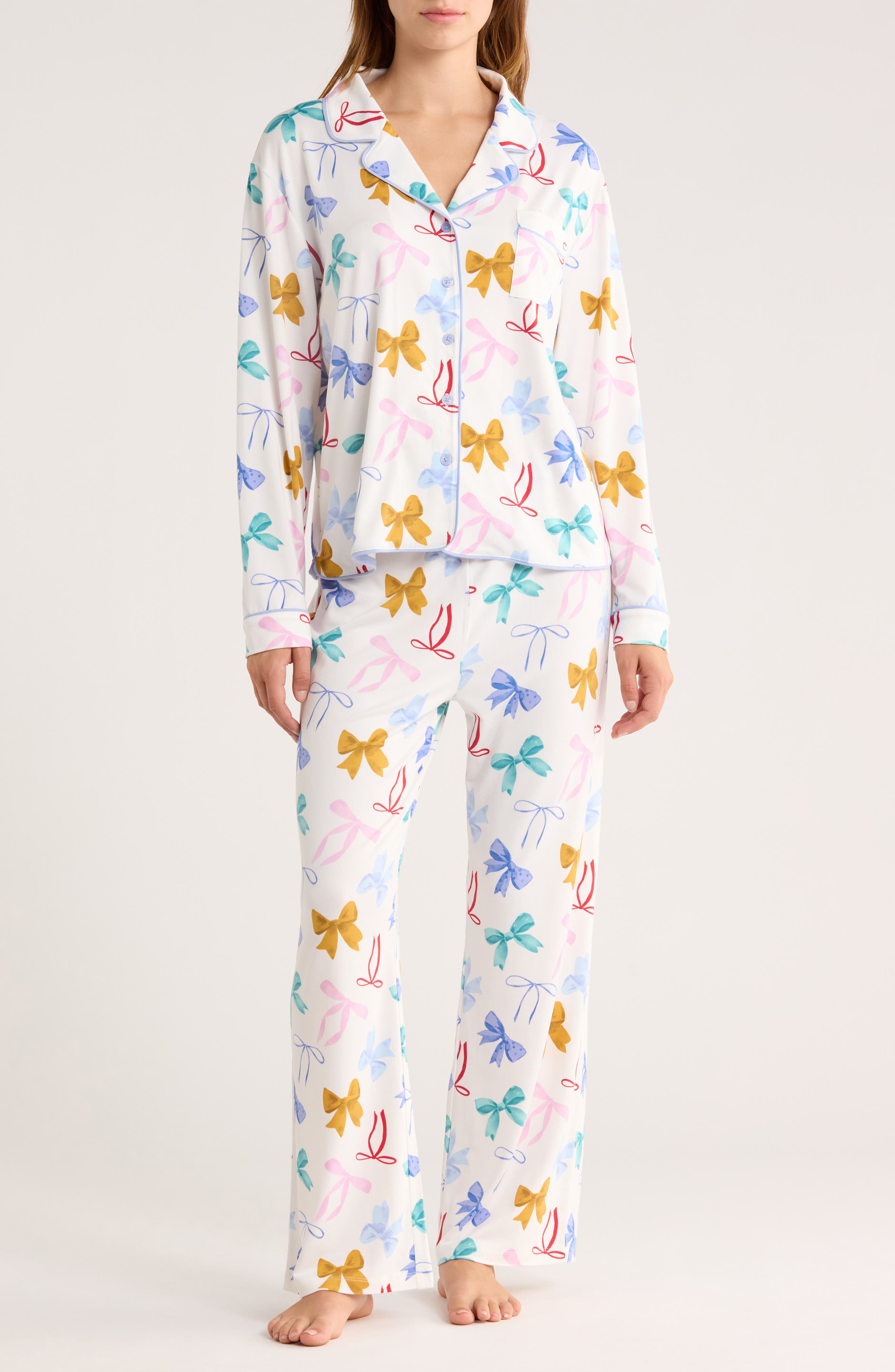 Honeydew Quiet Night Long Sleeve Button-Up Top & Pants Pajamas