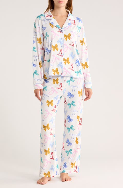 Quiet Night Long Sleeve Button-Up Top & Pants Pajamas