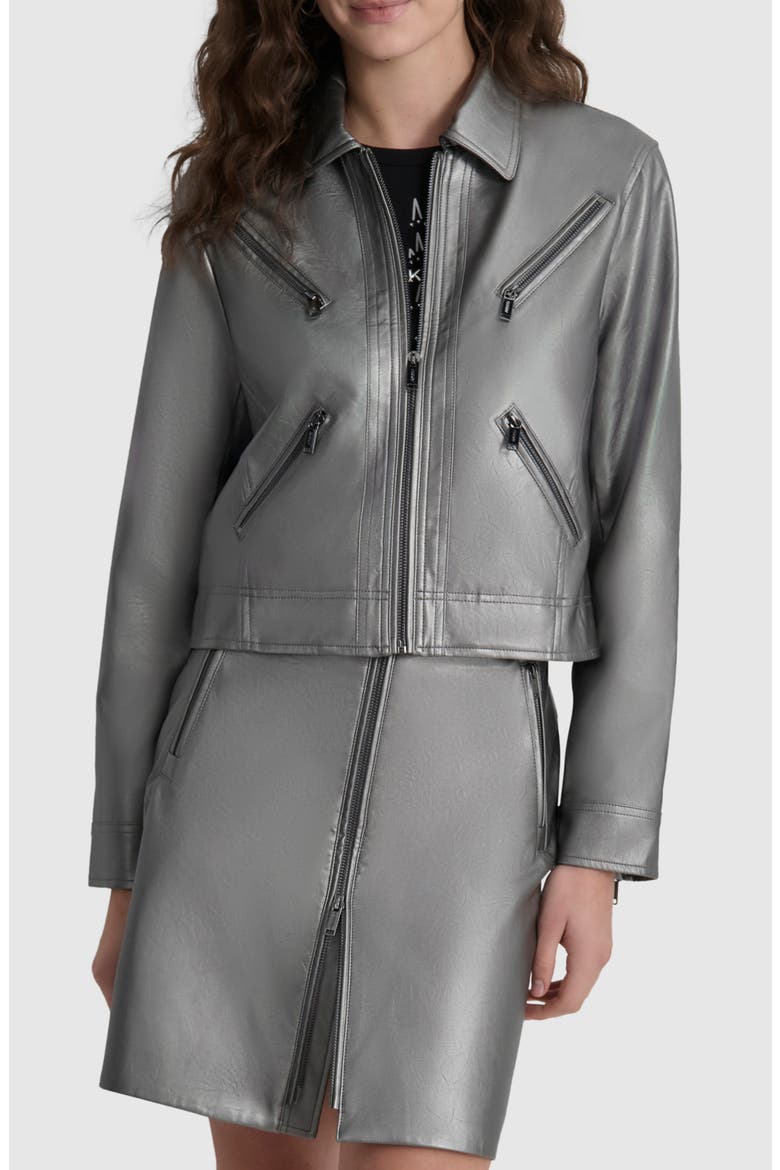 Faux Leather Moto Jacket, Main, color, GUNMETAL