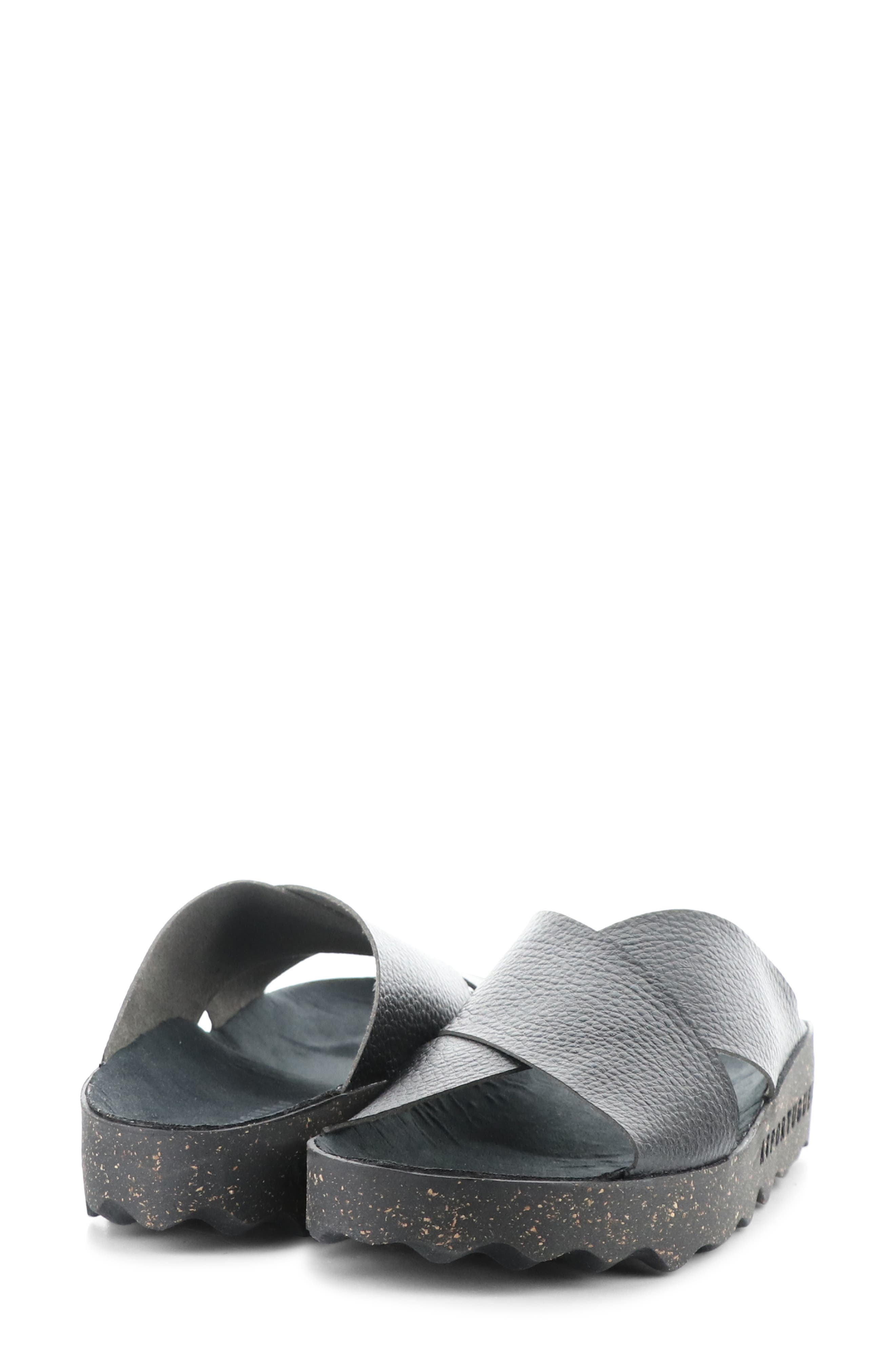Asportuguesas by Fly London Cross Slide Sandal in Black 