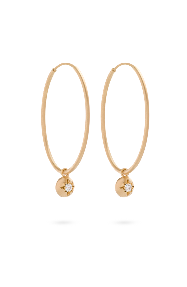 Eloise Jewelry Moon Hoops Natural Diamond. Handmade in Italy, Main, color, Diamond