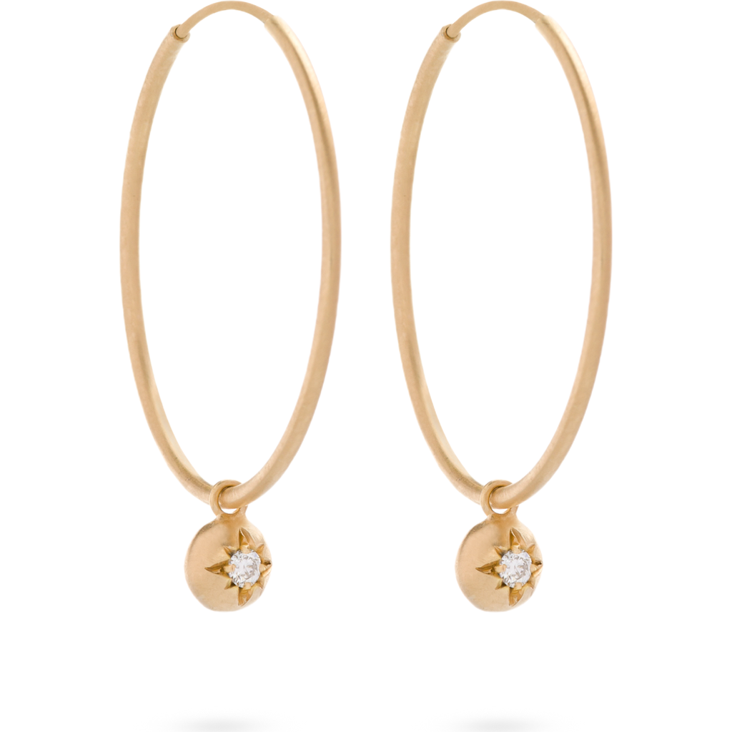 Eloise Jewelry Moon Hoops Natural Diamond. Handmade In Gold