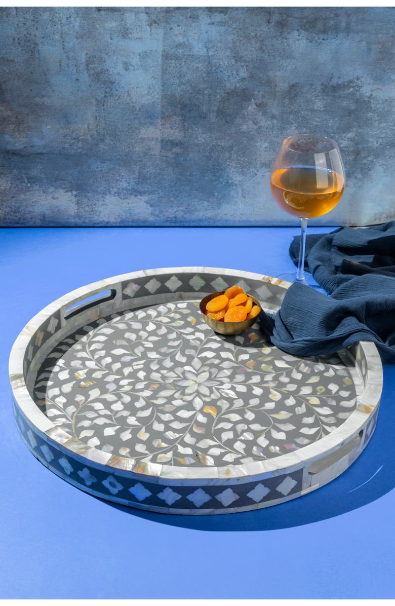 GAURI KOHLI Jodhpur Round Tray, Alternate, color, Grey