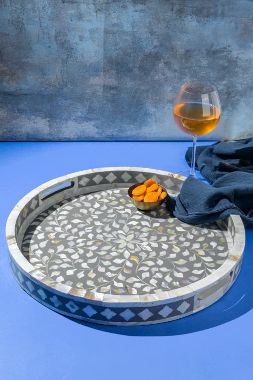 Gauri Kohli Jodhpur Round Tray In Gray