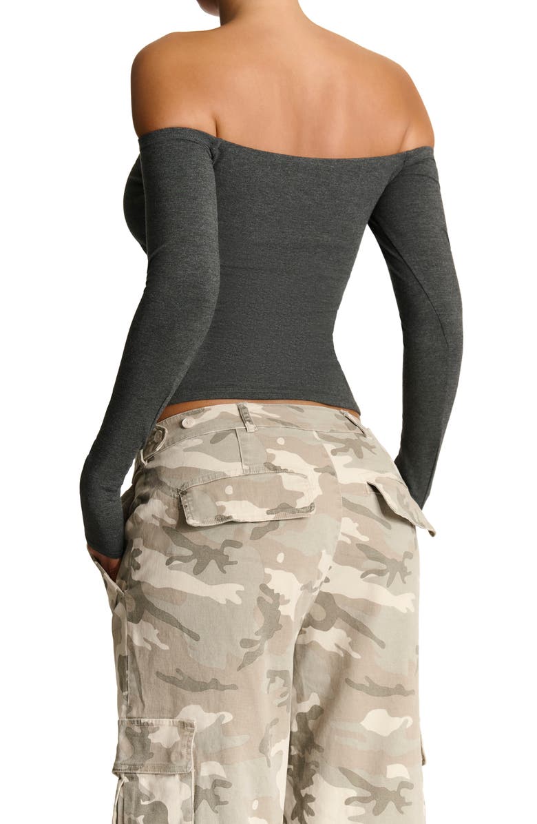 Naked Wardrobe Butter Off the Shoulder Top, Alternate, color, Charcoal