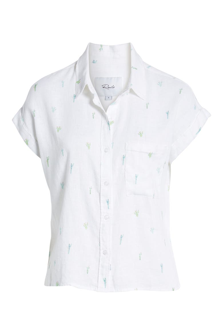 Whitney Print Shirt, Alternate, color, WHITE WATERCOLOR CACTUS