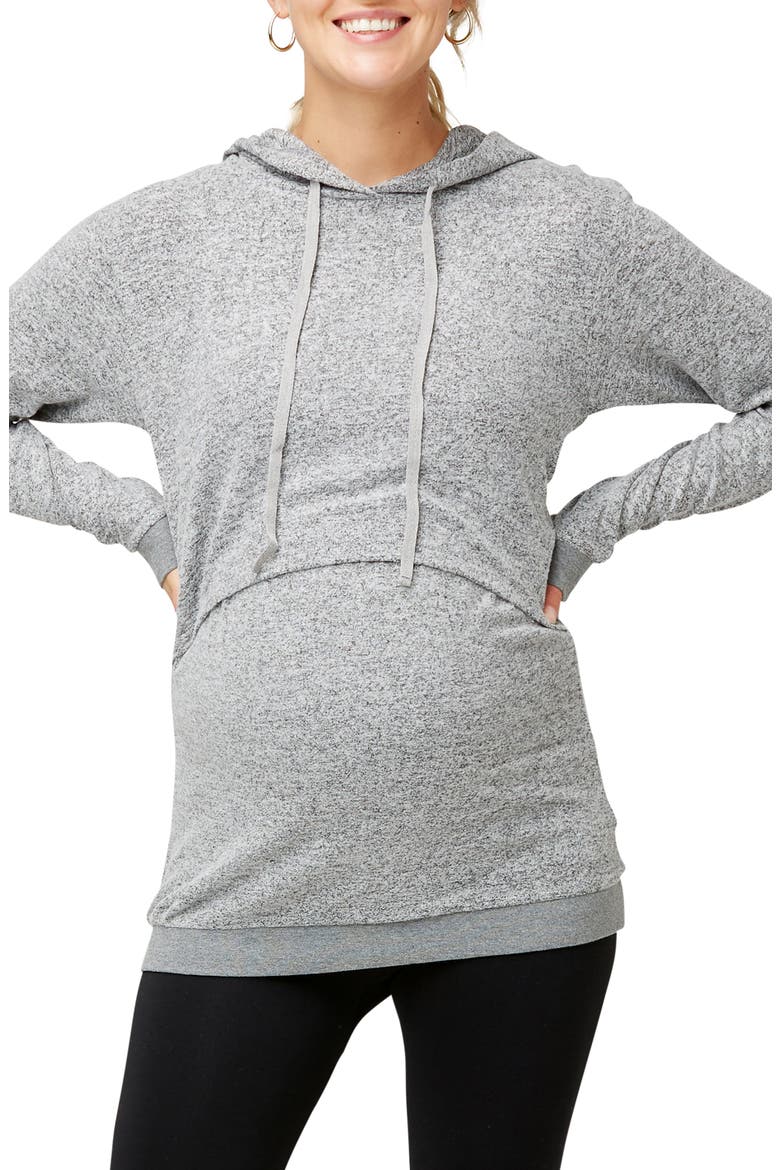 Jojo Maternity/Nursing Hoodie, Alternate, color, GRAY HACCI
