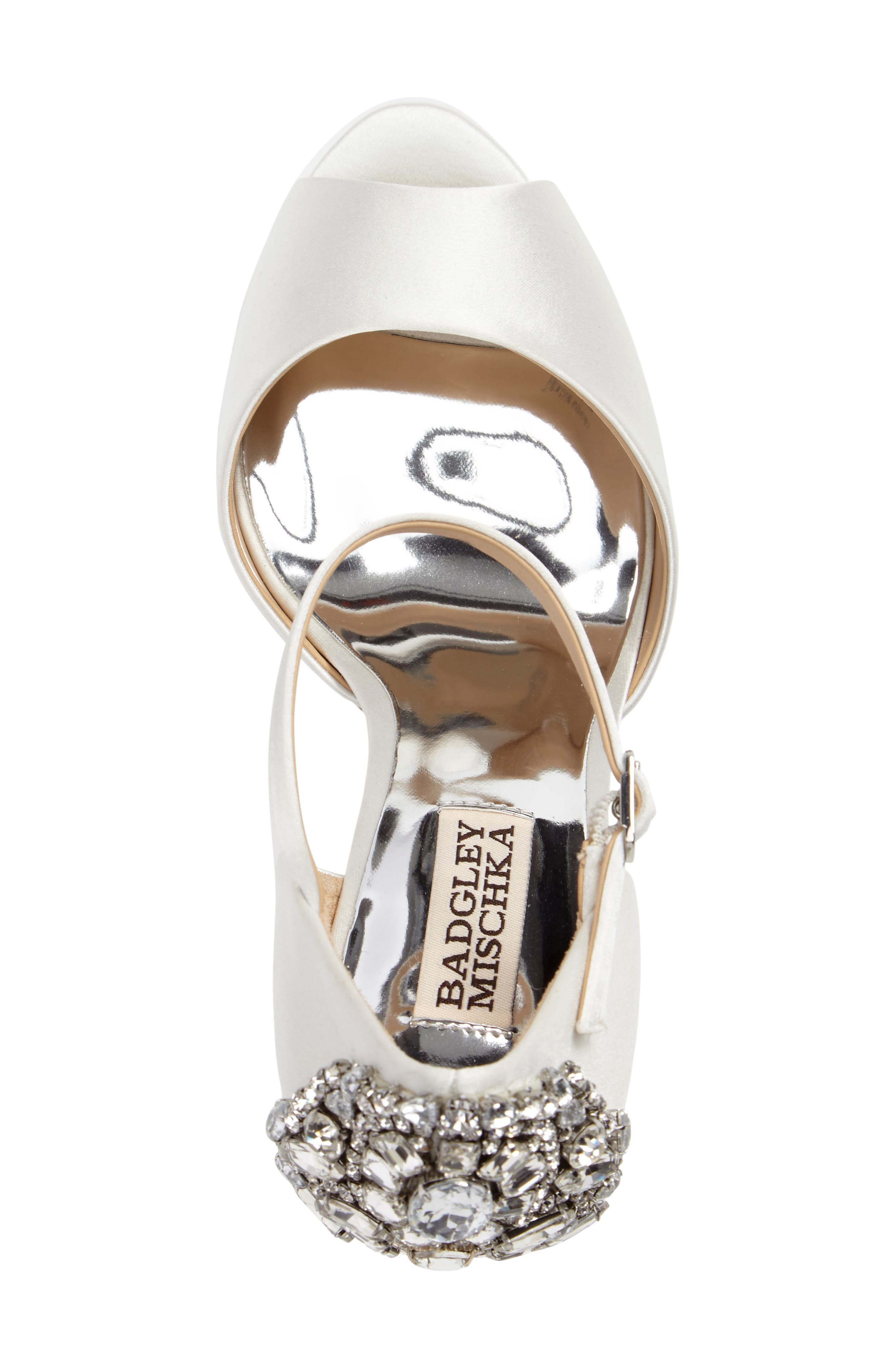 Badgley Mischka 'Dawn' Crystal Back d'Orsay Pump, Alternate, color, WHITE SATIN