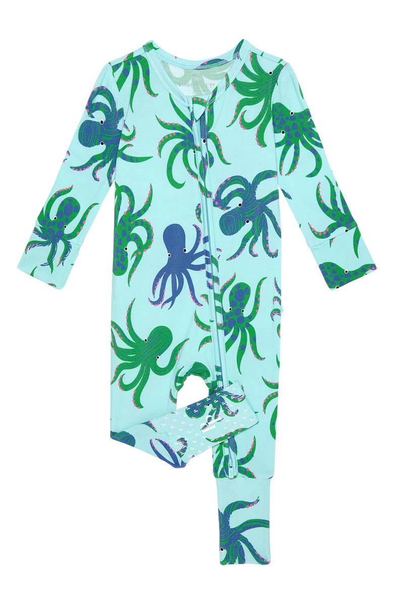 Posh Peanut Fitted Convertible One-Piece Pajamas, Main, color, Blue