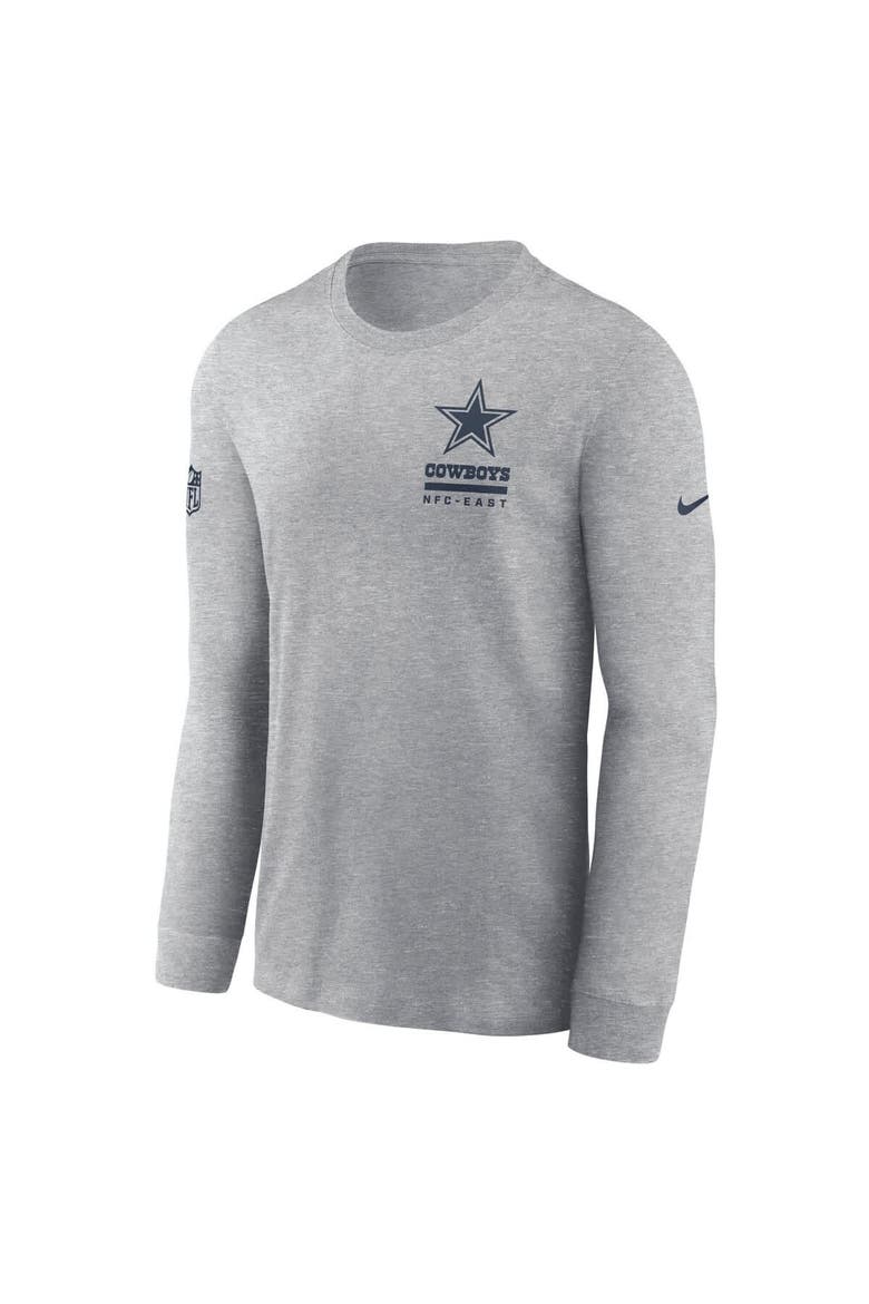 Men's Nike Heather Gray Dallas Cowboys Sideline Performance Long Sleeve T-Shirt, Alternate, color, Heather Gray