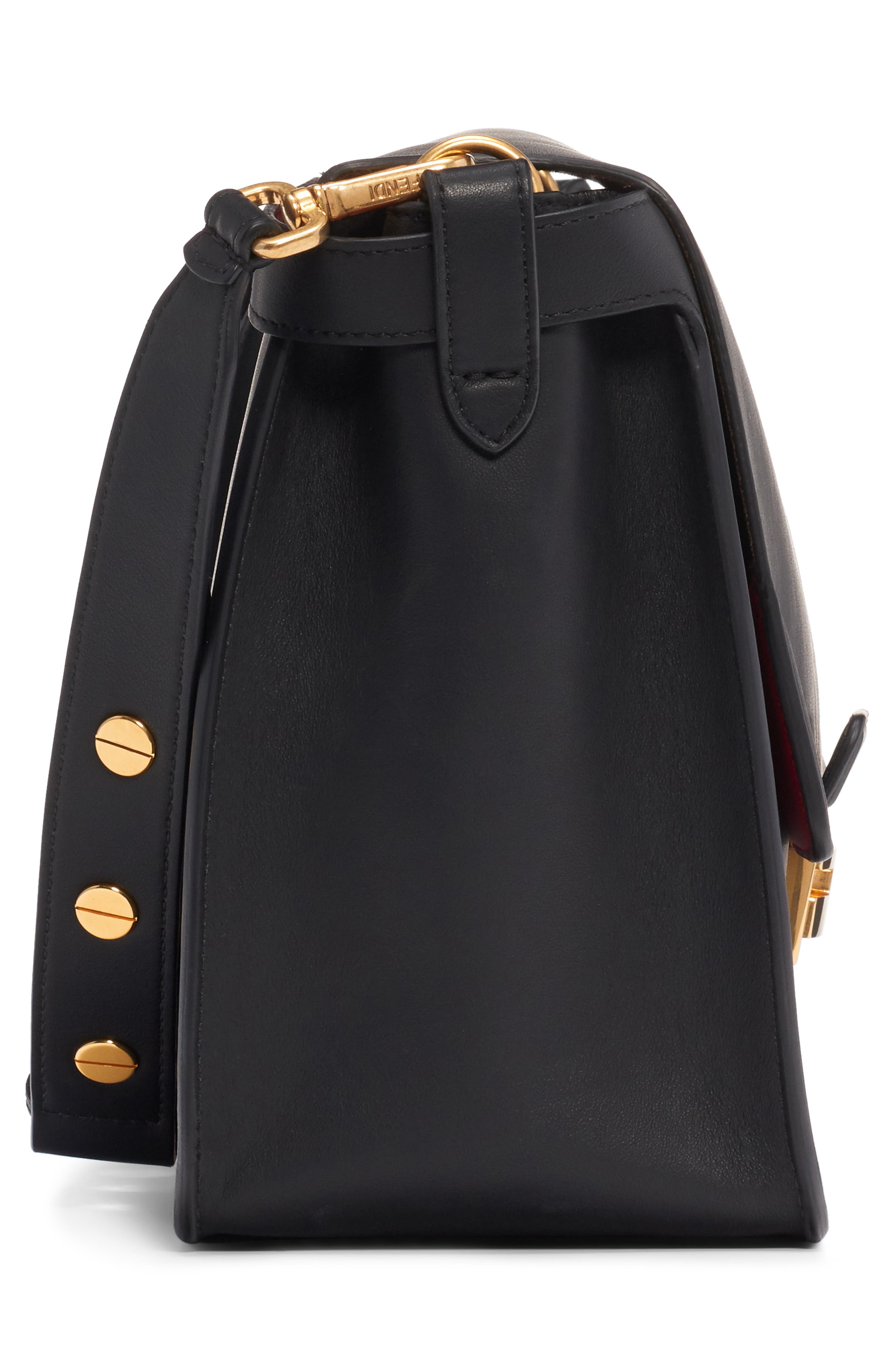 Large Kan U Leather Shoulder Bag, Alternate, color, NERO/ ORO VIBRATO