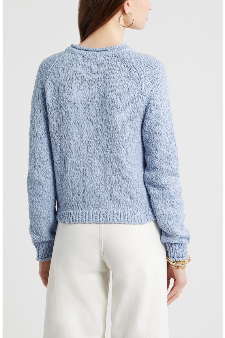 Fitted Textured Cotton Cardigan, Alternate, color, BLUE BLIZZARD