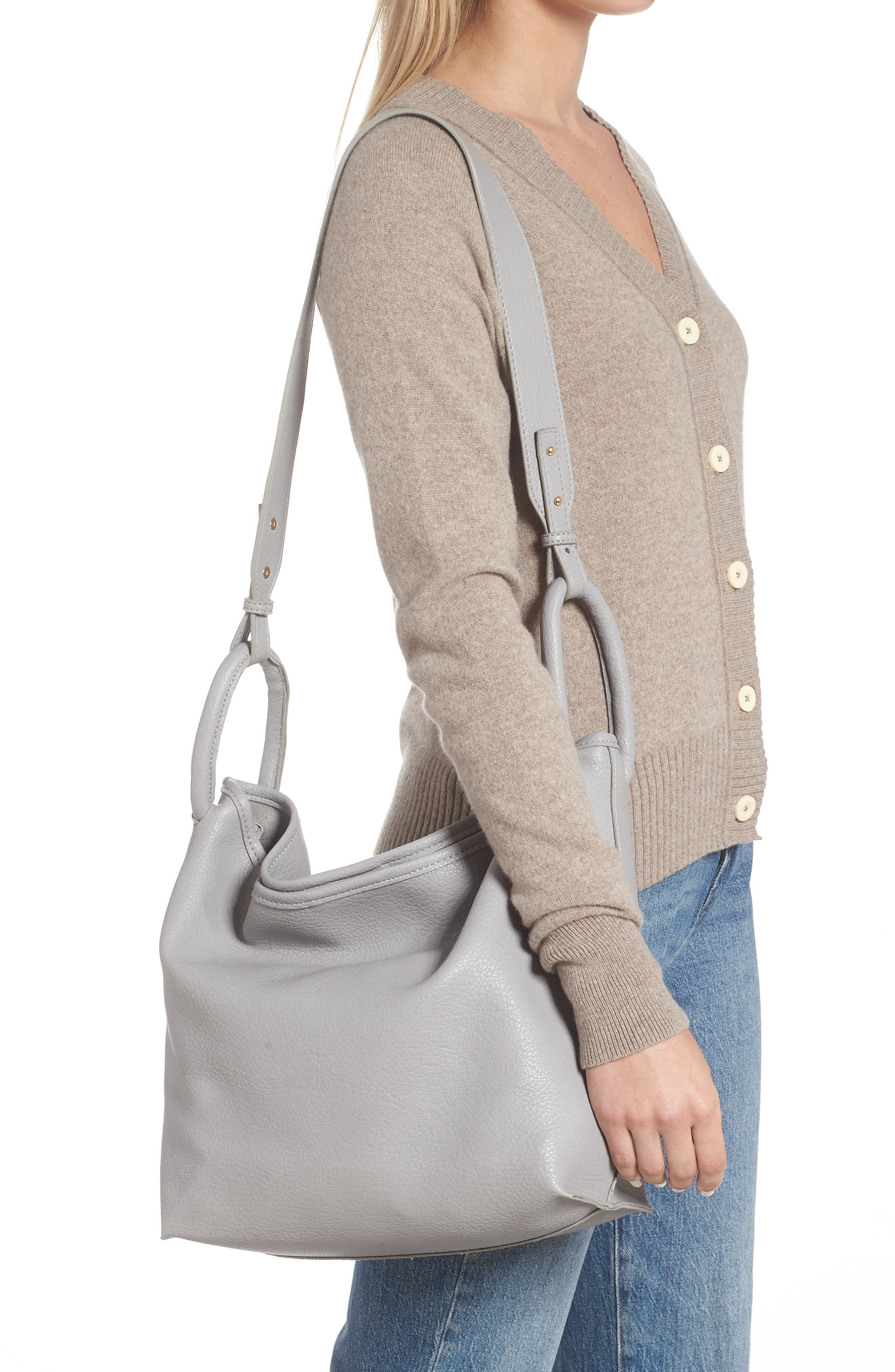 Street Level Slouchy Faux Leather Leather Shoulder Bag, Alternate, color, 