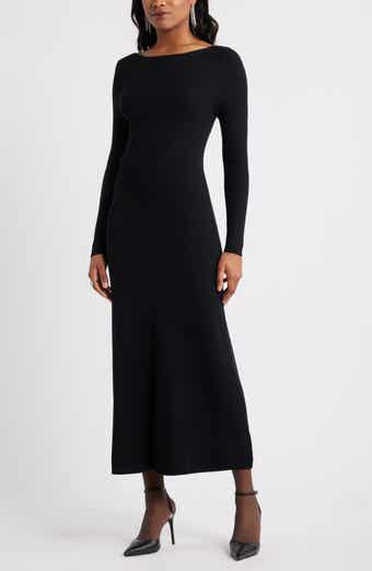 Open Edit Long Sleeve Rib Maxi Dress