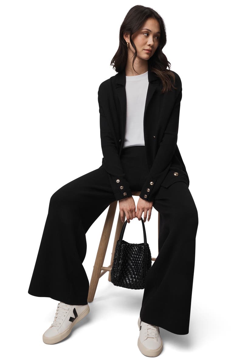 Splendid Hannah Double Breasted Sweater Blazer, Alternate, color, Black