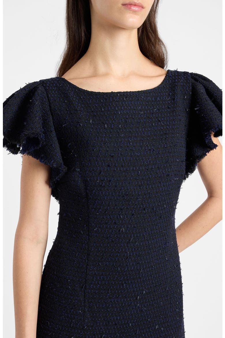 Deste Sheath Dress in Luxury Tonal Tweed, Alternate, color, Midnight