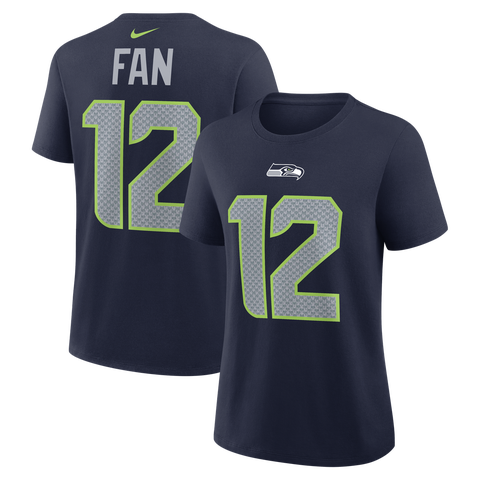 Women's Nike 12s College Navy Seattle Seahawks Name & Number T-Shirt