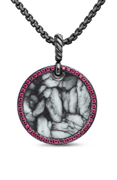 Elements Artist Series Blackened Silver, Pinolith & Pavé Ruby Disc Pendant