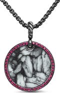 David Yurman Elements Artist Series Blackened Silver, Pinolith & Pavé Ruby Disc Pendant