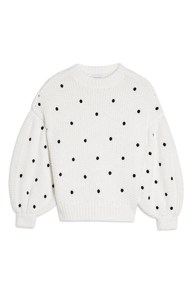 Topshop Spot Embroidered Sweater, Alternate, color, 