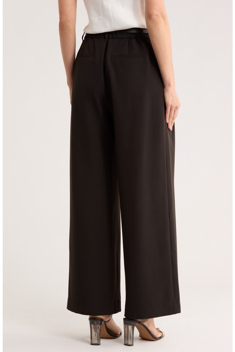 Double Pleat Wide Leg Pants, Alternate, color, BLACK