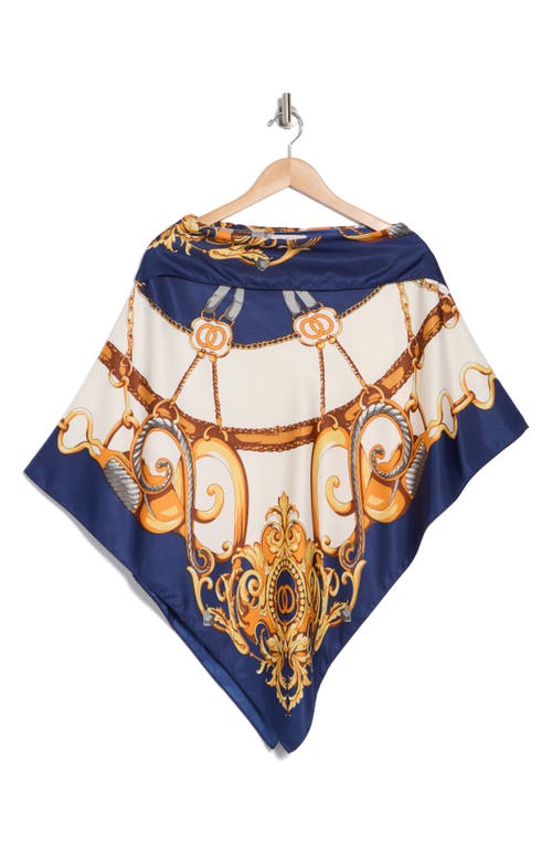 La Fiorentina Chain Print Poncho In Navy