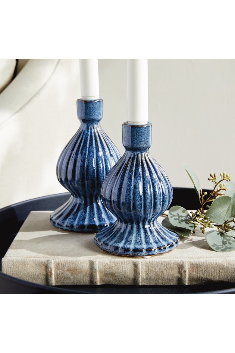 Mela Taper Candle Holders Set of 2, Alternate, color, Blue