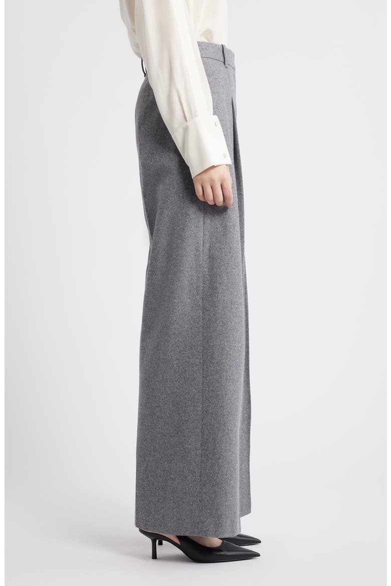 Tiana Pleat Wide Leg Pants, Alternate, color, PEBBLE MELANGE FLANNEL
