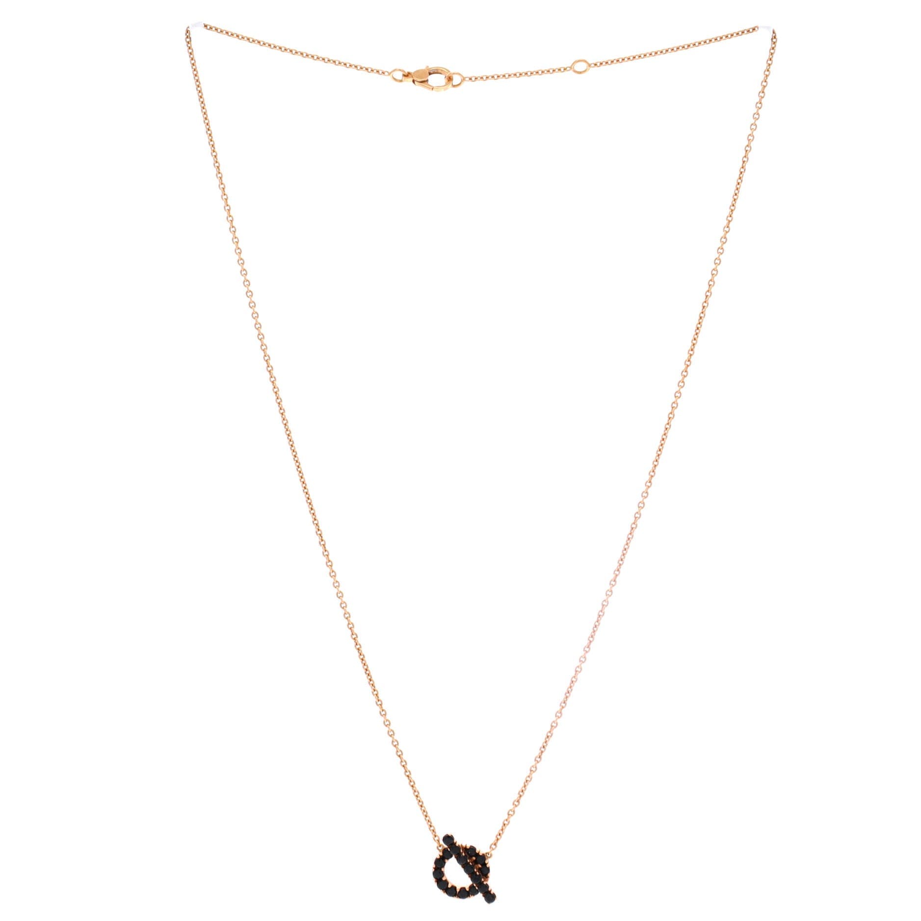 Pre-Owned Hermes Finesse Pendant Necklace 18K Rose Gold and Black Spinels, Alternate, color, Rose Gold