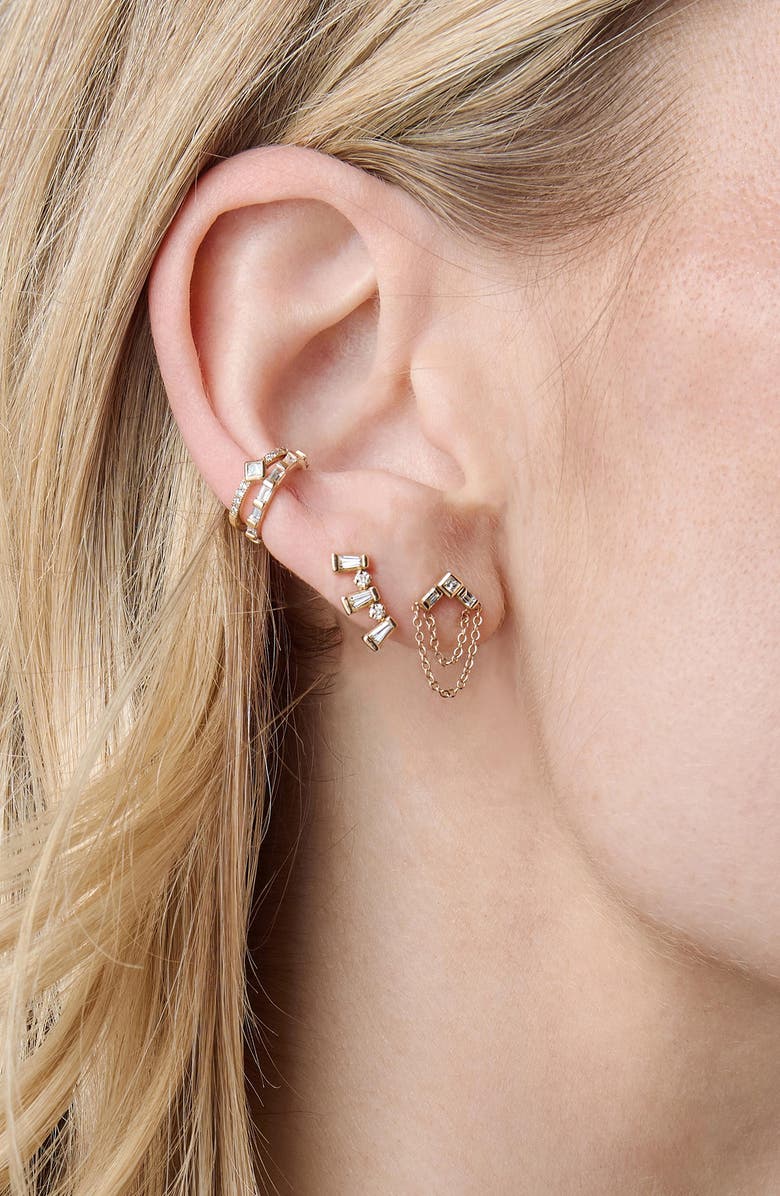 Zoë Chicco Paris 14K Gold & Diamond Chain Drop Earrings, Alternate, color, 14K Yellow Gold