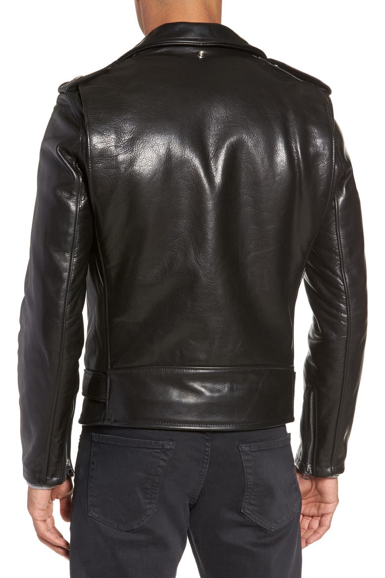 '50s Cowhide Leather Moto Jacket, Alternate, color, BLACK