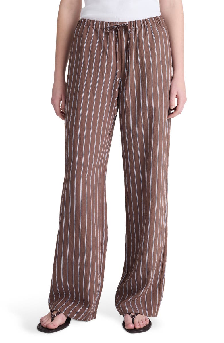 Madewell Stripe Pull-On Pants, Main, color, Brown Peri Twin Stripe