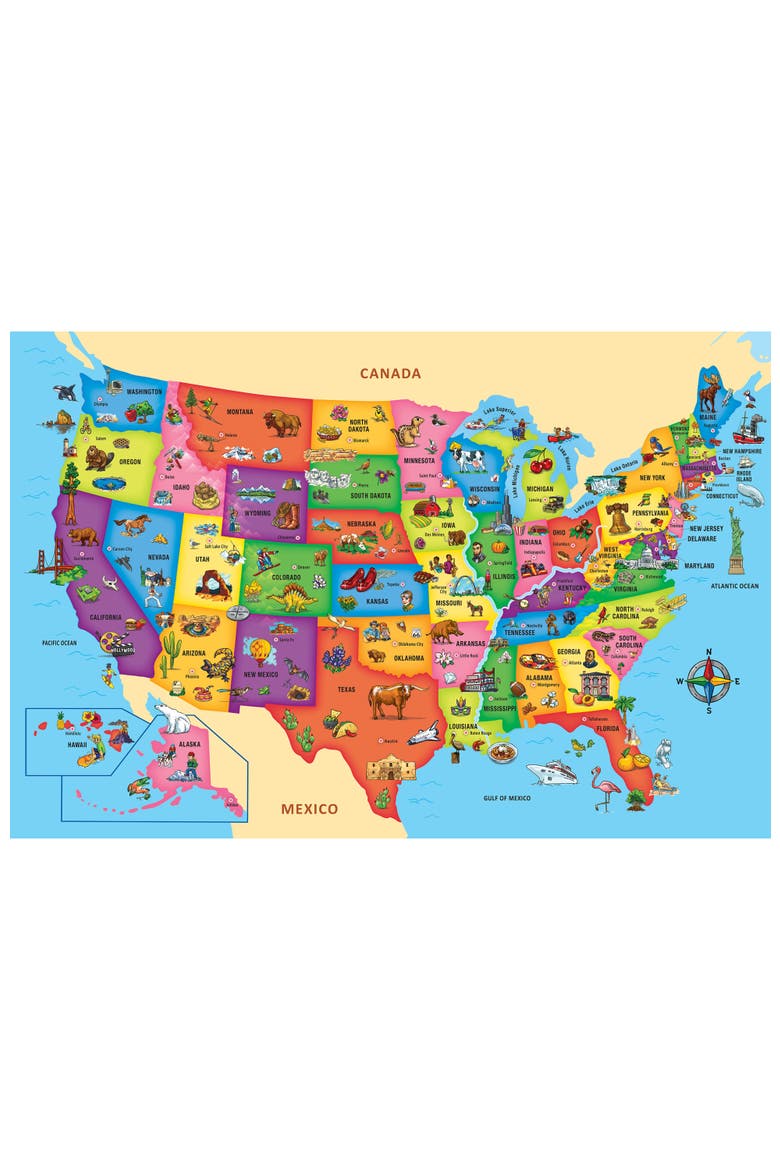 Explorer USA Map 80 Piece Floor Puzzle, Alternate, color, Multicolor