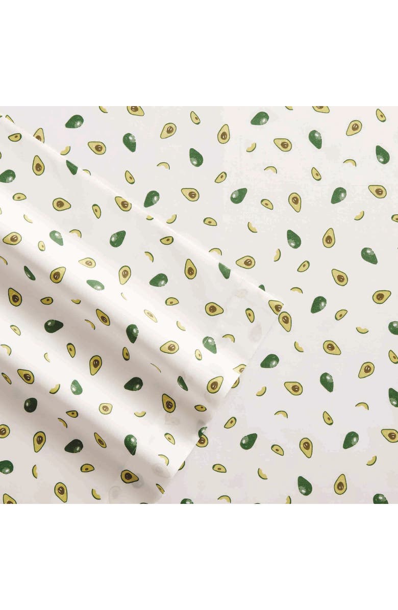 POPPY AND FRITZ Avocado Print 200 Thread Count Cotton Percale Sheet Set, Alternate, color, Green