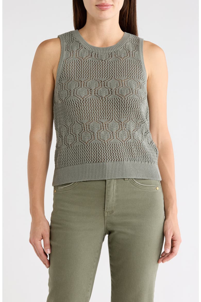 Honore Cotton Crochet Tank, Main, color, LIGHT AGAVE GREEN