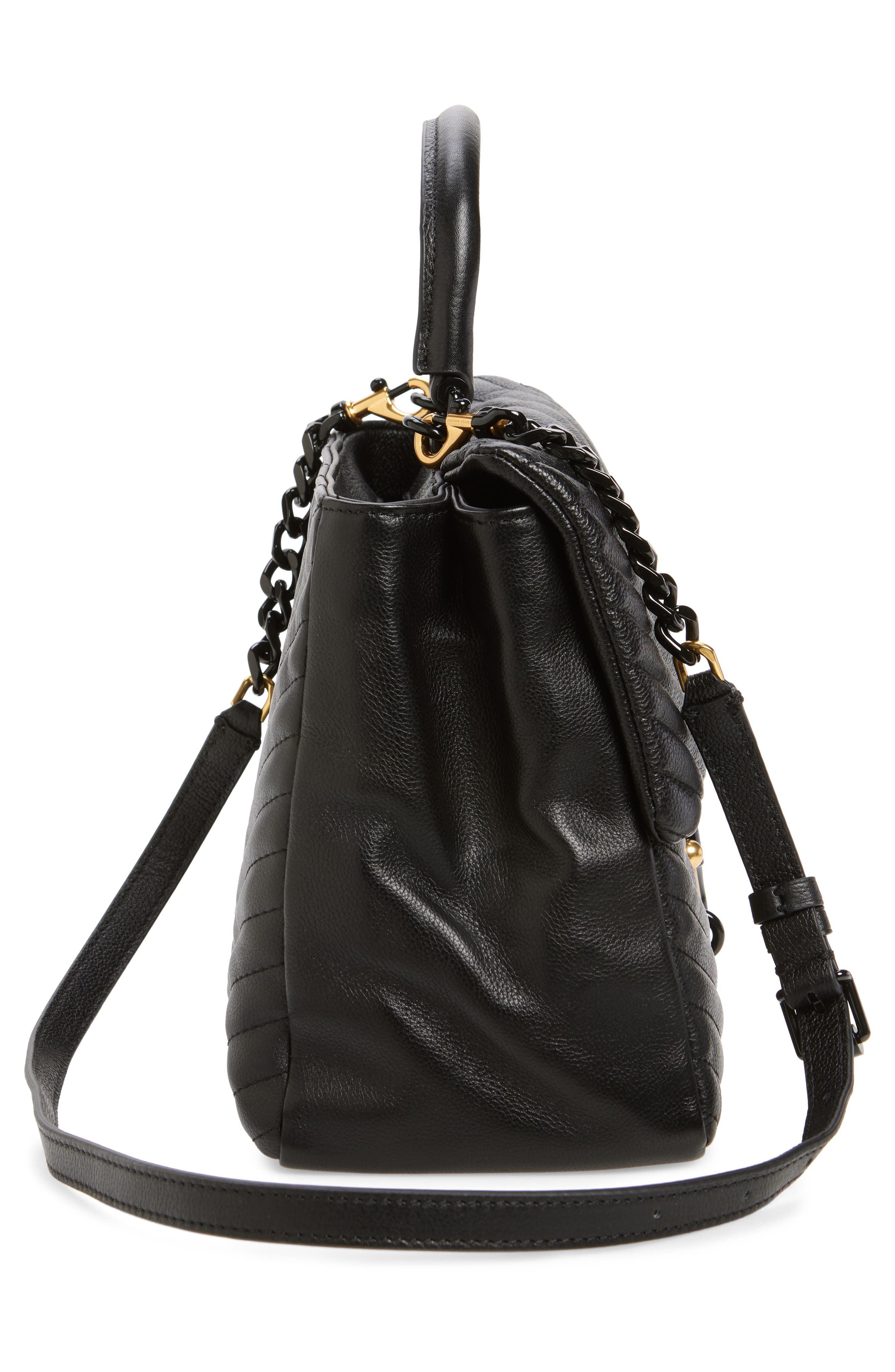 Rebecca Minkoff Large Edie Chevron Quilted Leather Top Handle Shoulder Bag, Alternate, color, 