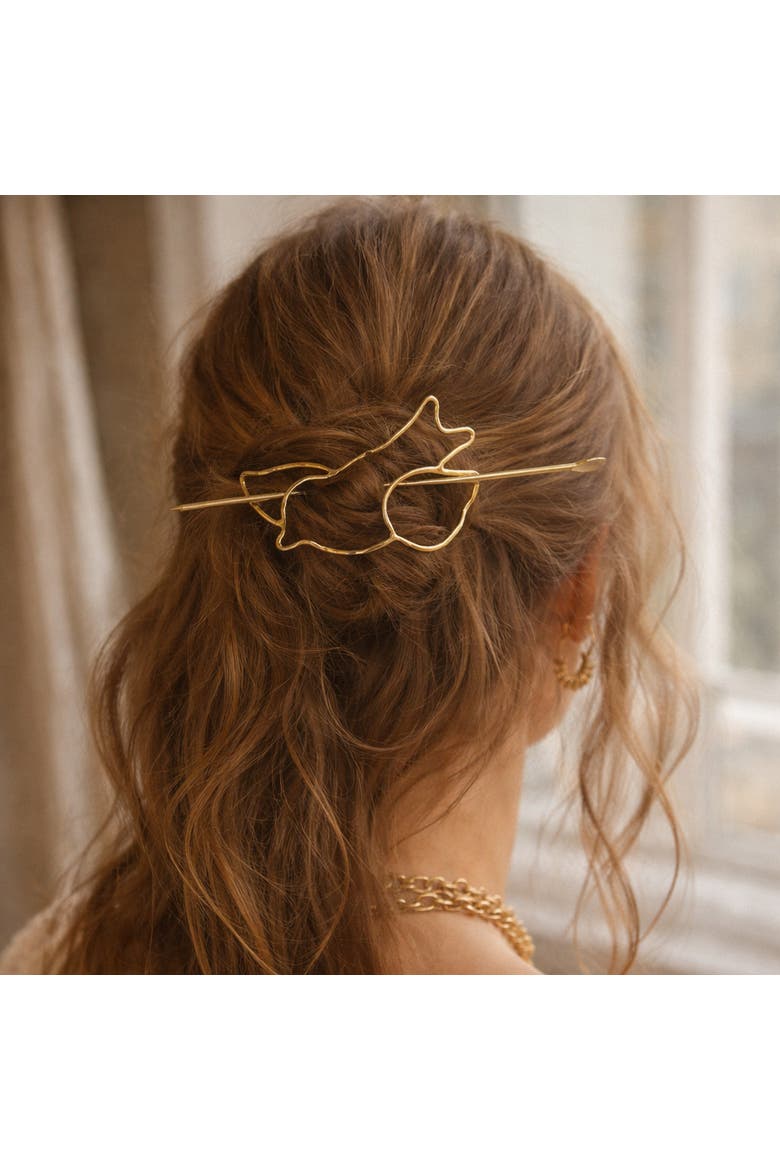 Paksa Bird Hair Pin - Slide With Stick, Alternate, color, Metallic Gold