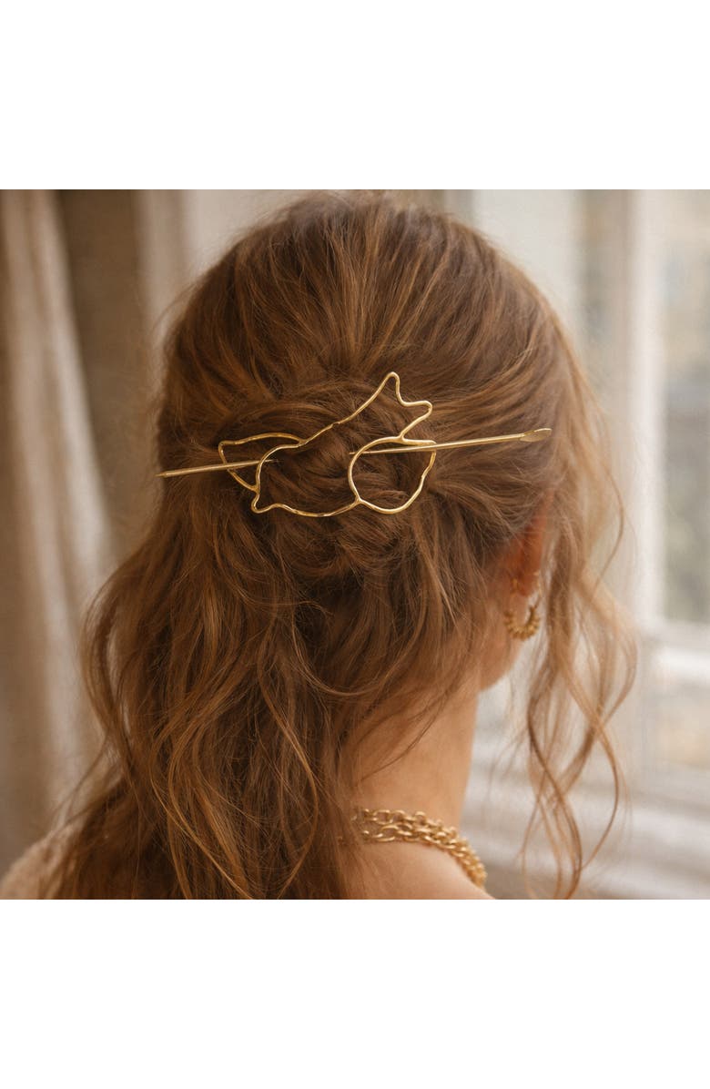 Matr Boomie Paksa Bird Hair Pin - Slide With Stick, Alternate, color, Metallic Gold
