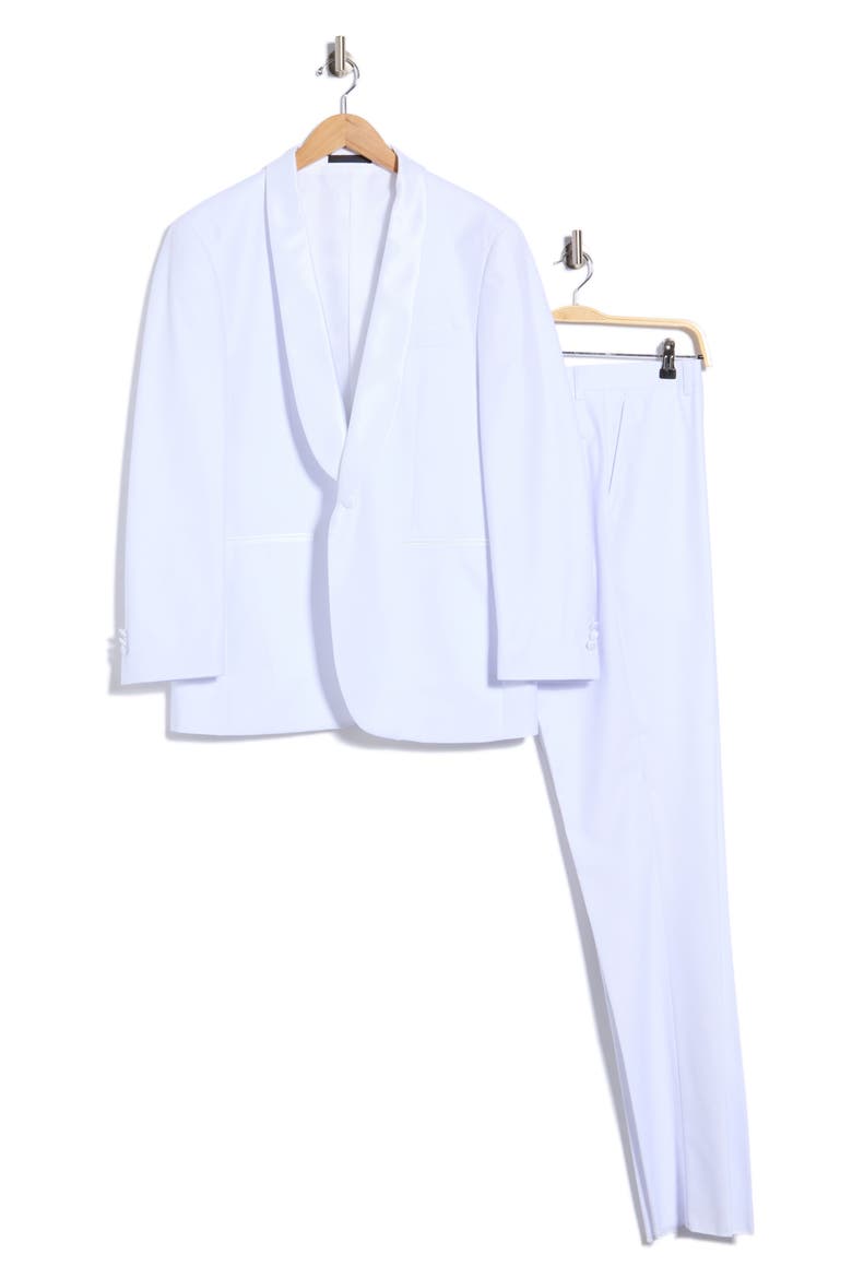Shawl Lapel One-Button Tuxedo, Main, color, WHITE / WHITE