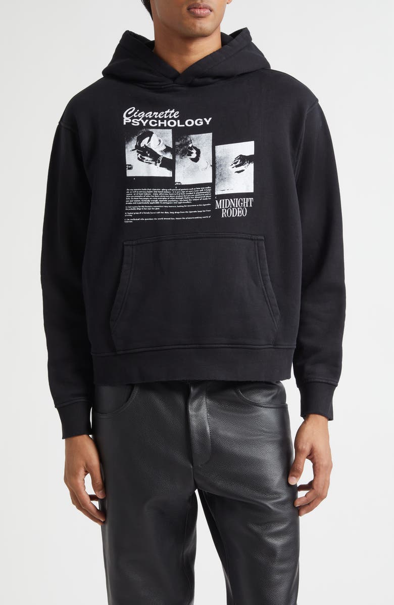 MIDNIGHT RODEO Cigarette Psychology Graphic Hoodie, Main, color, Black