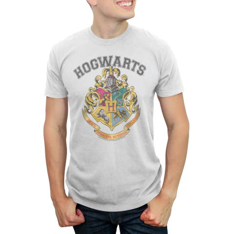 Men's Distressed Collegiate Hogwarts Crest Short Sleeve Graphic T-Shirt