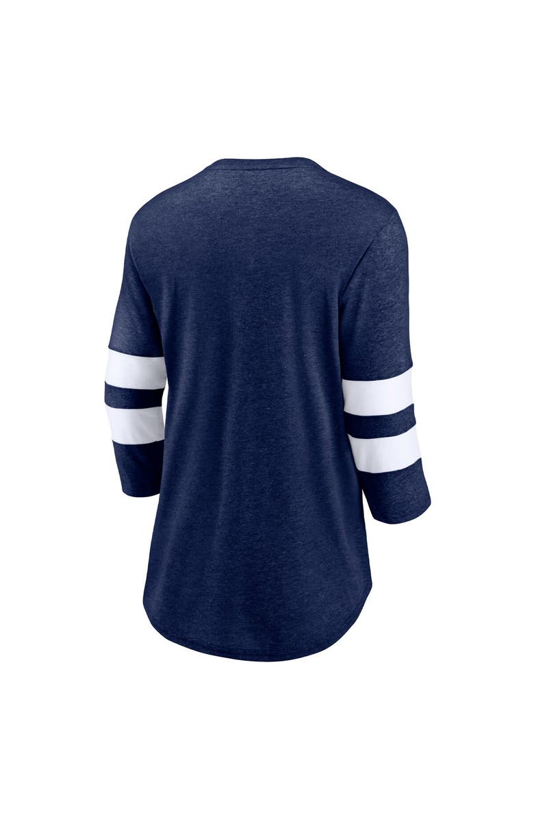 FANATICS Women's Fanatics Branded Heather Deep Sea Blue Seattle Kraken Line Shift Tri-Blend Three-Quarter Sleeve T-Shirt, Alternate, color, 