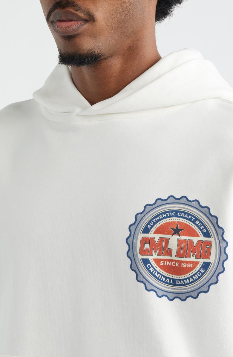 CRIMINAL DAMAGE Beer Bottle Graphic Cotton Hoodie, Alternate, color, Off-White